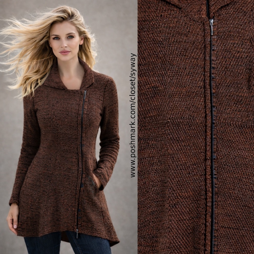 Indigenous Organic Cotton Long Knit Zip Up Cardigan
